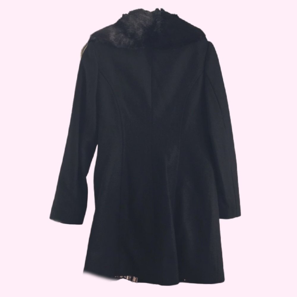 Via Spiga Day-Nite Wool Blend Faux Fur Jacket Coat 2 - Picture 2 of 3